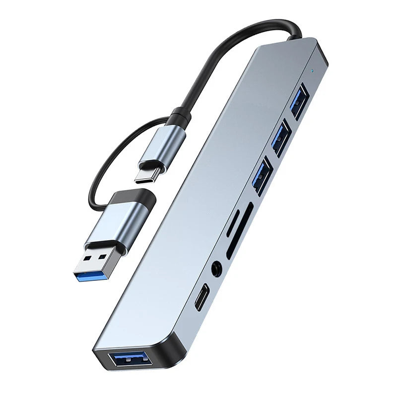 8 in 2 USB +Type C HUB Docking Station with 3.5Mm Audio Jack Adapter