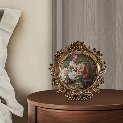 Royal Style Embossed Holder Photo Frame Elegantly Gold Wall Tabletop 