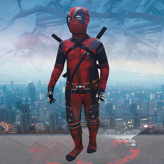 Superhero Deadpool Costume Mask Sword Bag Suits 
