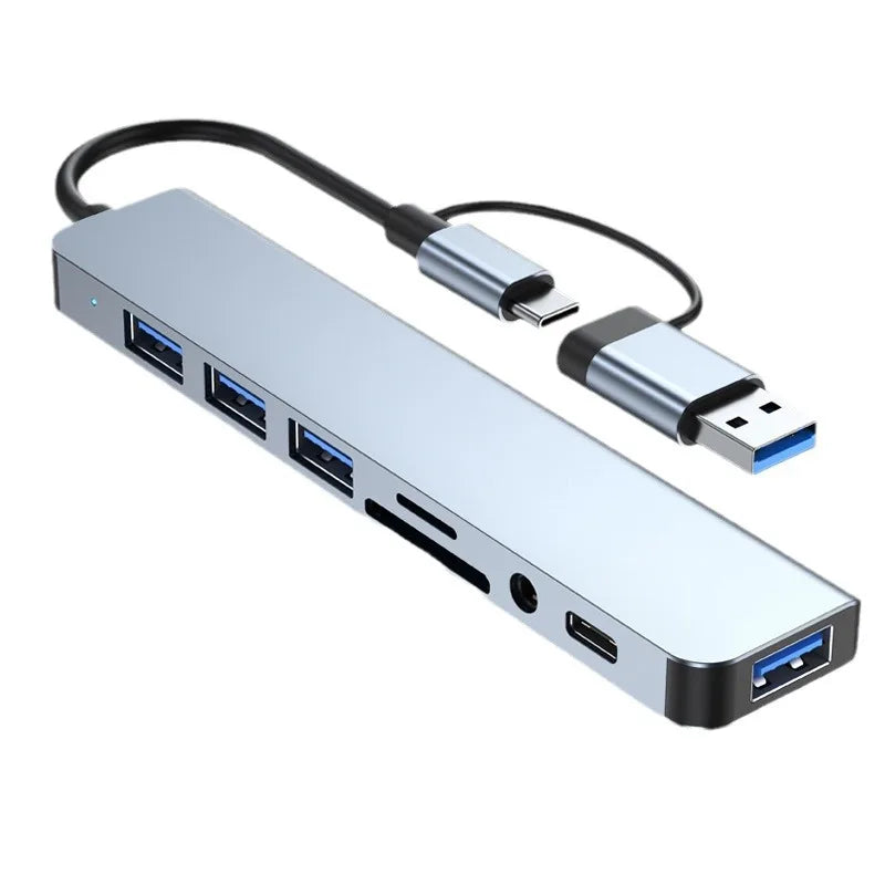 8 in 2 USB +Type C HUB Docking Station with 3.5Mm Audio Jack Adapter 