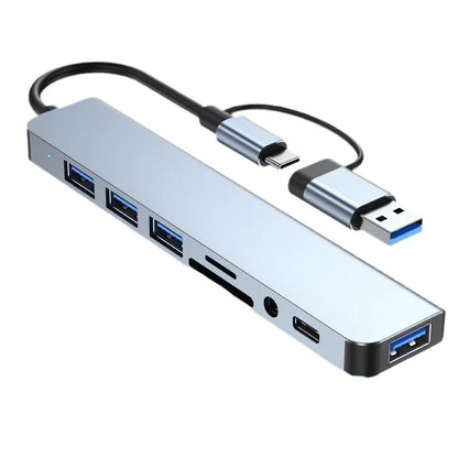 8 in 2 USB +Type C HUB Docking Station with 3.5Mm Audio Jack Adapter 