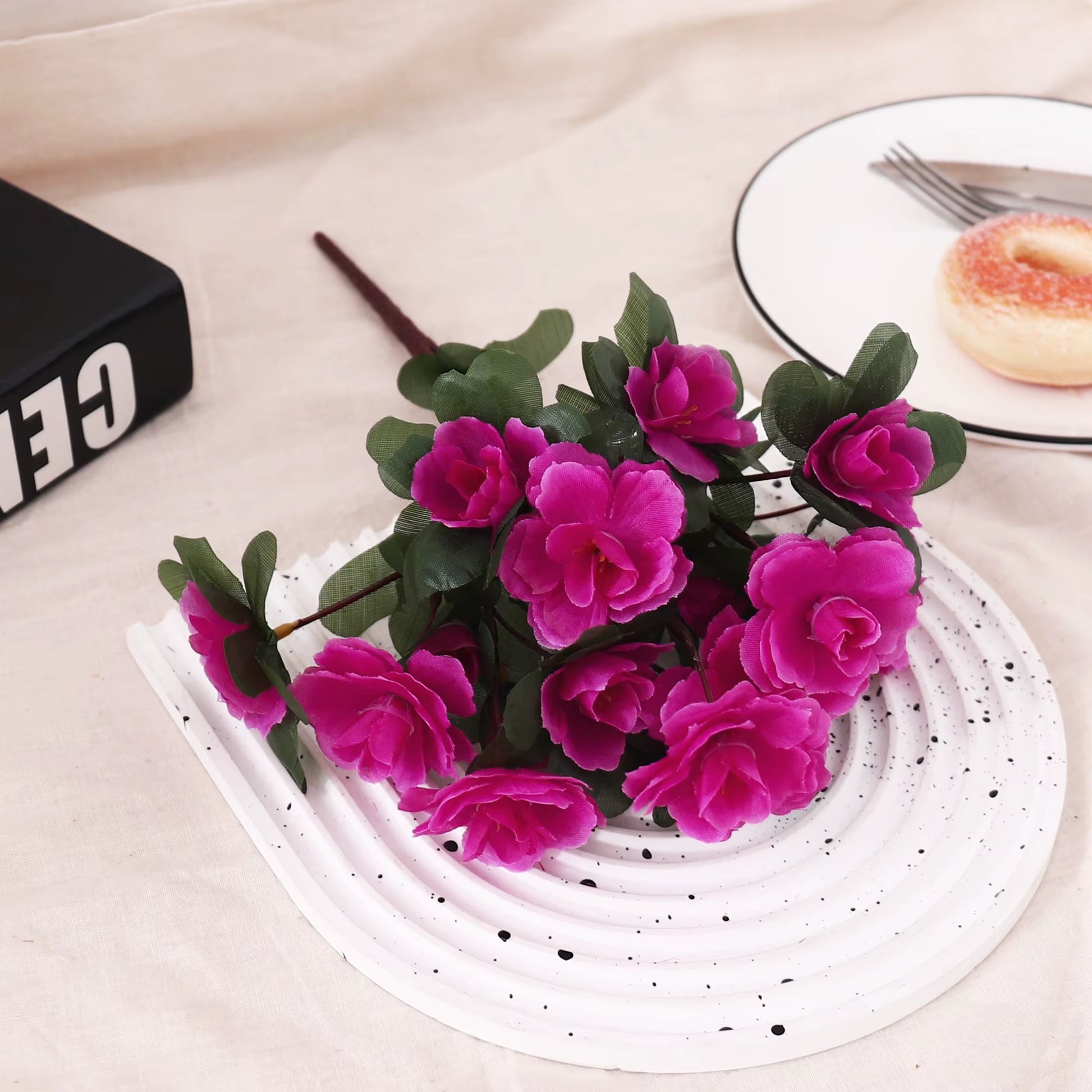 Artificial Azalea High Quality Flowers Bushes UV Resistant Decor for Garden