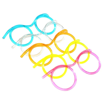 Fun Loop Drinking Straw Eye Glasses Reusable Flexible Soft Drink Eyeglasses Plastic Crazy Funky Drinking Tube for Kids Party
