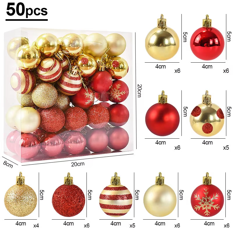 50Pcs/Box Christmas Tree Balls Ornament 