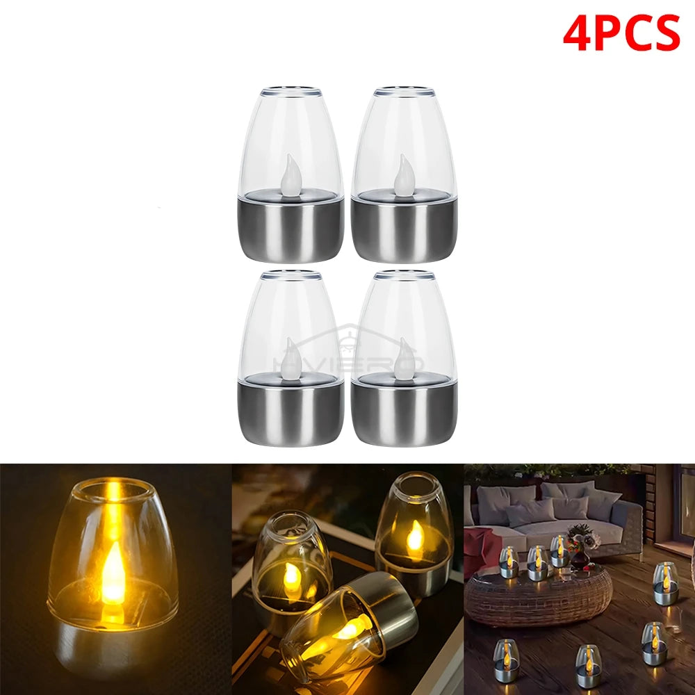 Solar Light LED Stainless Steel Candle Outdoor 
