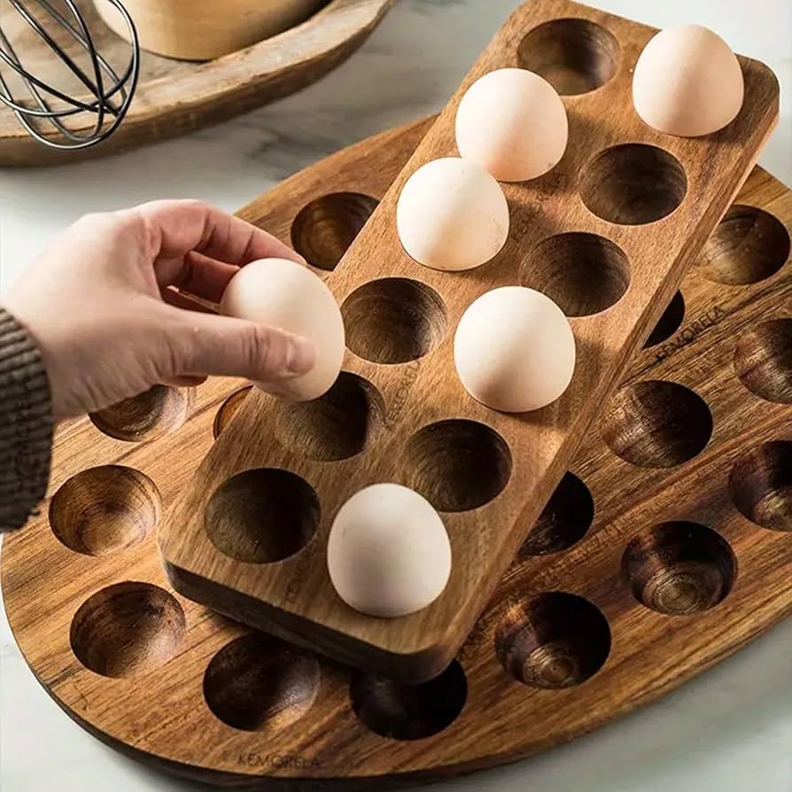 KEMORELA 1PCS Modern Wooden Egg Storage Box 