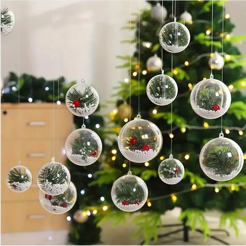 10Pcs Transparent Open Plastic Ball Christmas Decoration 