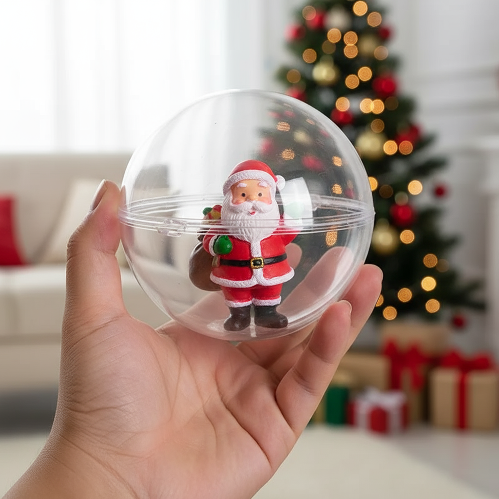 10Pcs Transparent Open Plastic Ball Christmas Decoration 