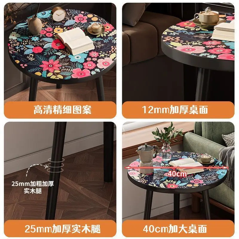 Mandala Coffee Table Removable Mini Desk Wooden Coffee Side Table Living Room Furniture Sofa Bedside round Table Bedroom Home