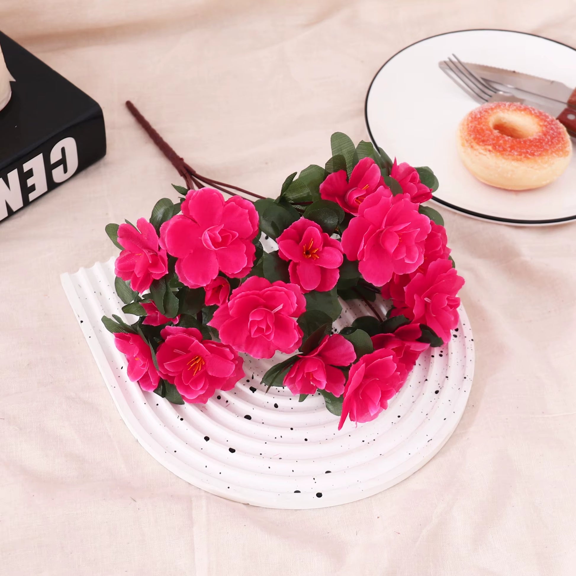 Artificial Azalea High Quality Flowers Bushes UV Resistant Decor for Garden