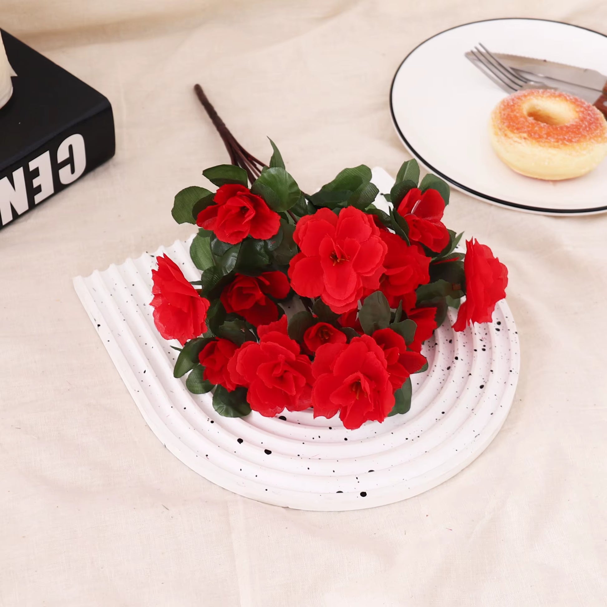 Artificial Azalea High Quality Flowers Bushes UV Resistant Decor for Garden