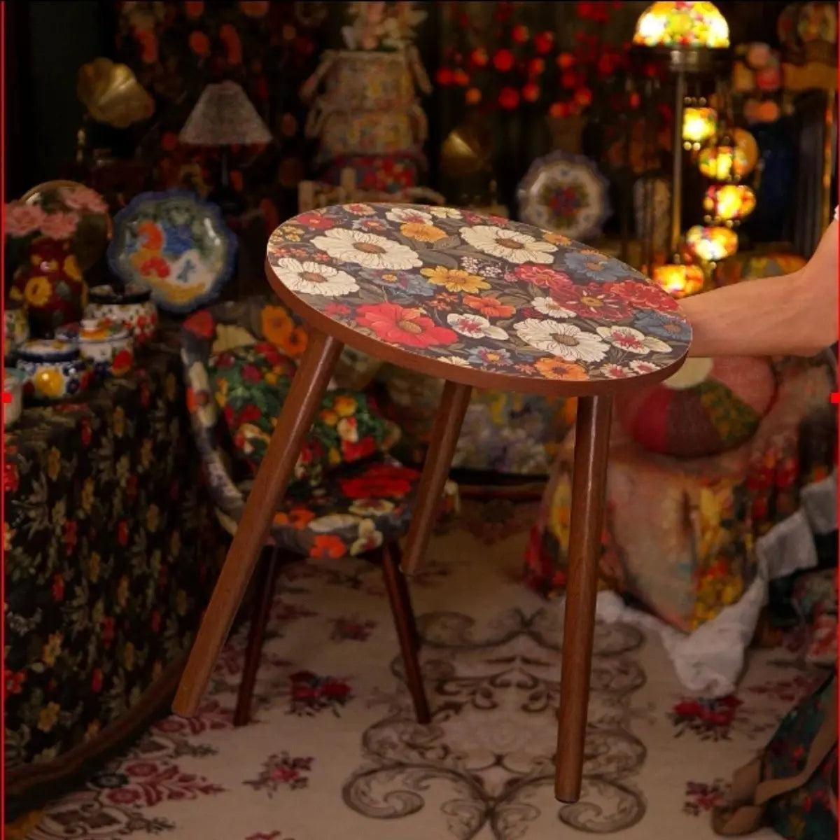 Mandala Coffee Table Removable Mini Desk Wooden Coffee Side Table Living Room Furniture Sofa Bedside round Table Bedroom Home