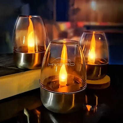 Solar Light LED Stainless Steel Candle Outdoor 