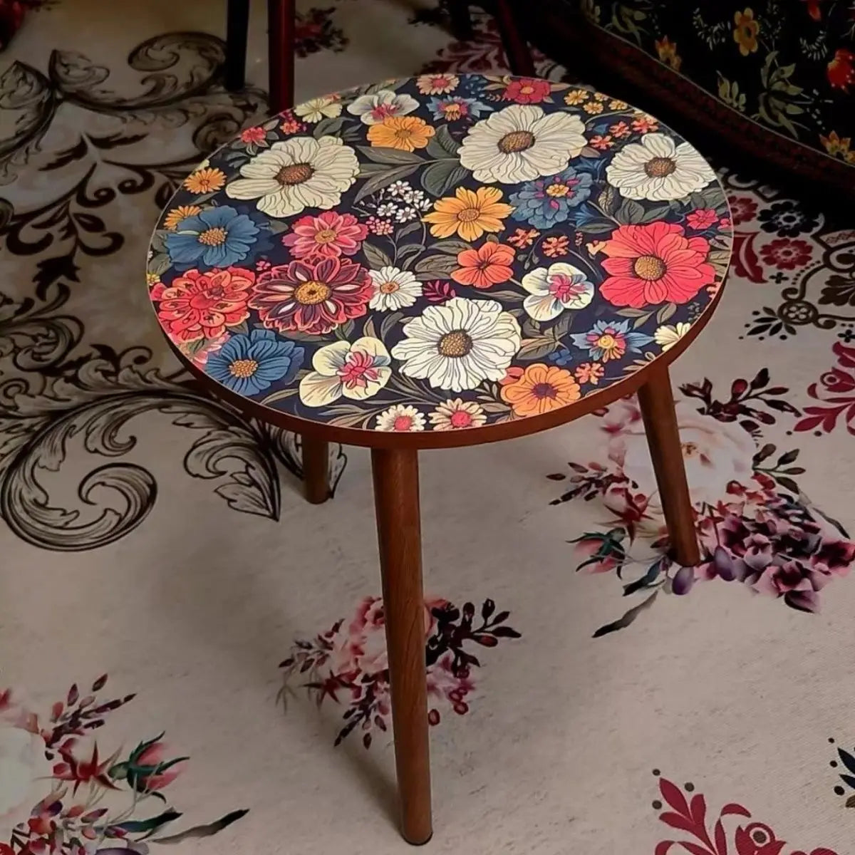 Mandala Coffee Table Removable Mini Desk Wooden Coffee Side Table Living Room Furniture Sofa Bedside round Table Bedroom Home
