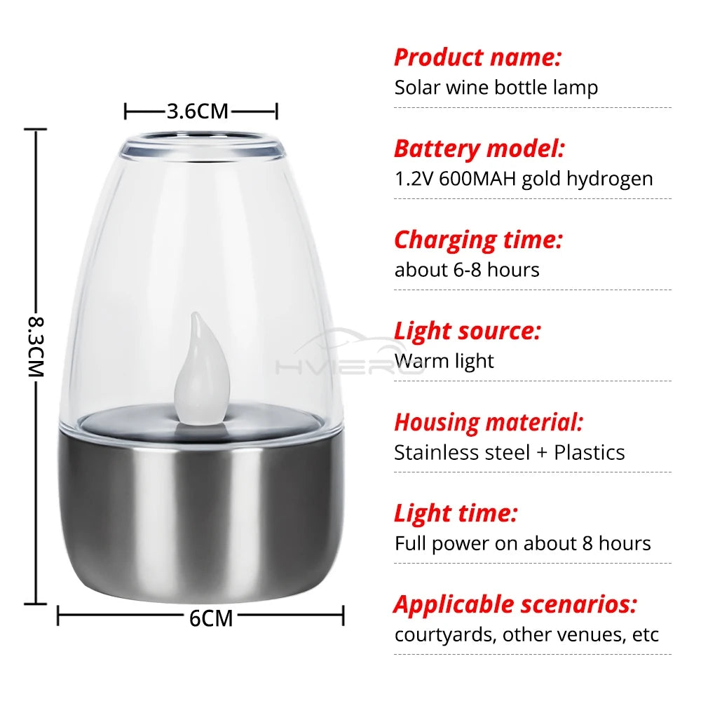 Solar Light LED Stainless Steel Candle Outdoor 