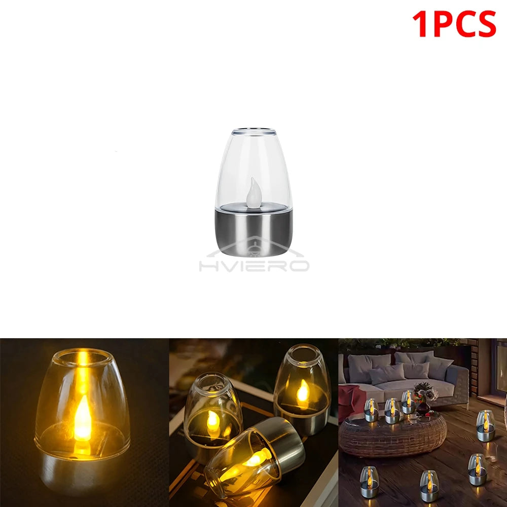 Solar Light LED Stainless Steel Candle Outdoor 