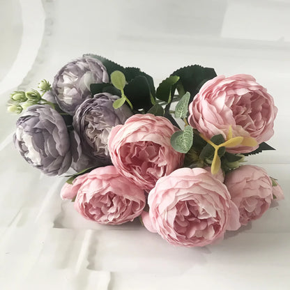30Cm Rose Pink Silk Peony Artificial Flowers Bouquet 