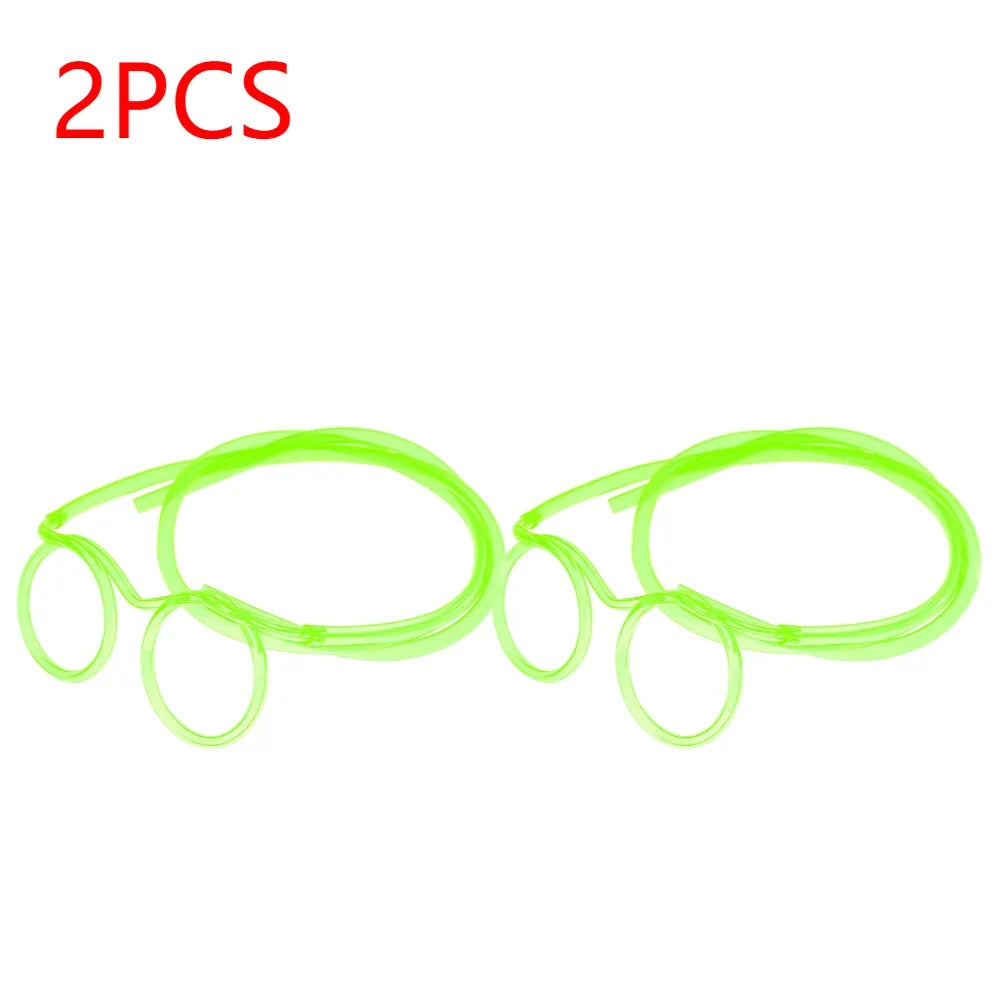 Fun Loop Drinking Straw Eye Glasses Reusable Flexible Soft Drink Eyeglasses Plastic Crazy Funky Drinking Tube for Kids Party