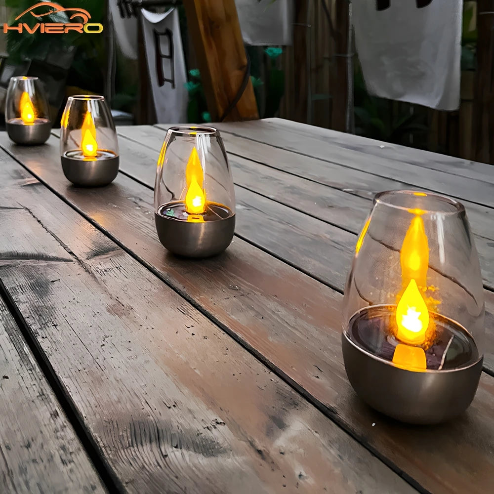 Solar Light LED Stainless Steel Candle Outdoor 