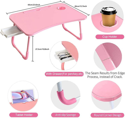 Laptop Desk Foldable Bed Table – Pink
