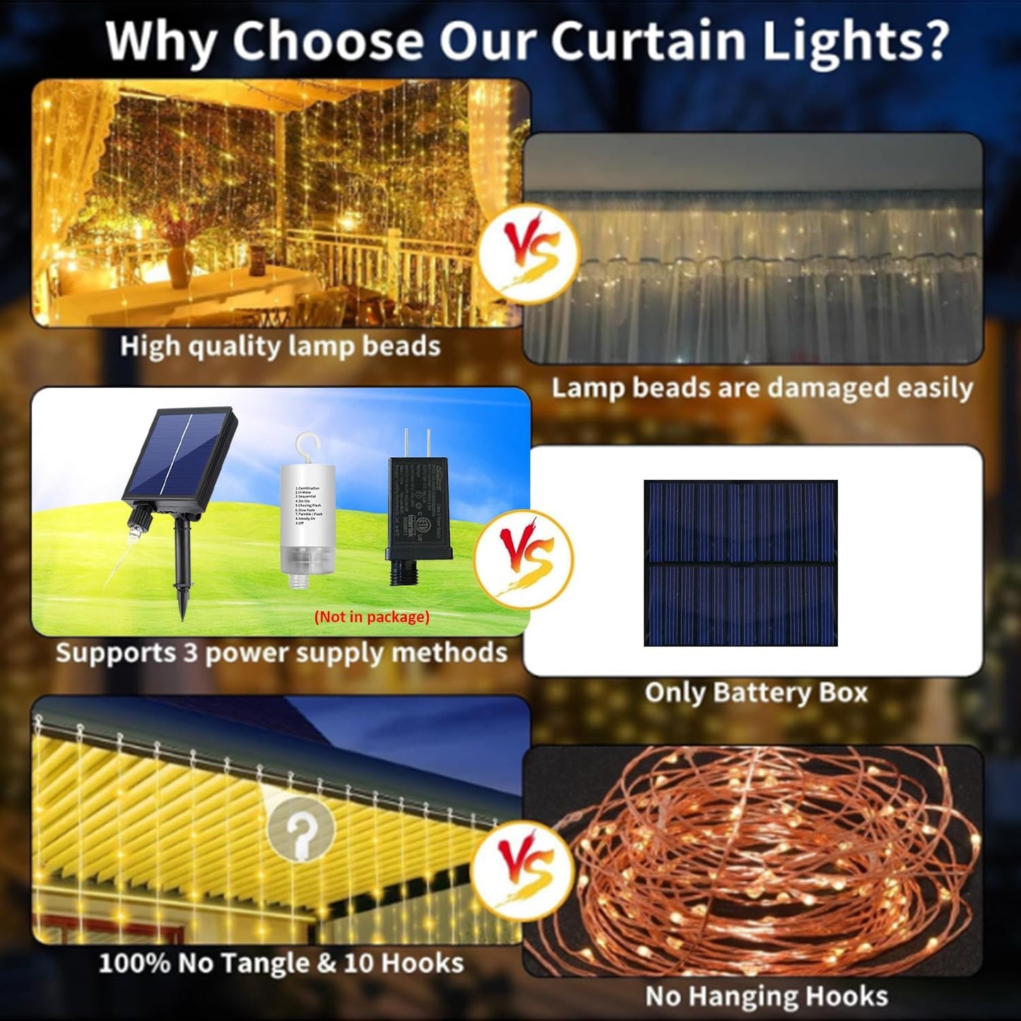 Solar Curtain Lights Outdoor Waterproof 