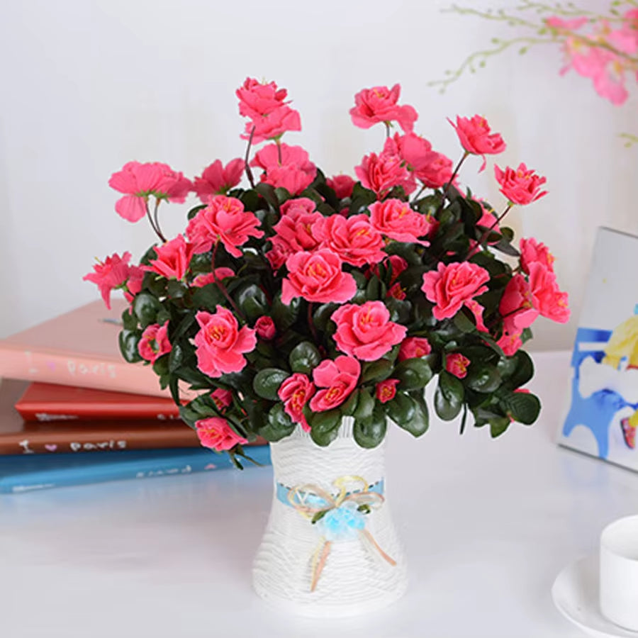 Artificial Azalea High Quality Flowers Bushes UV Resistant Decor for Garden