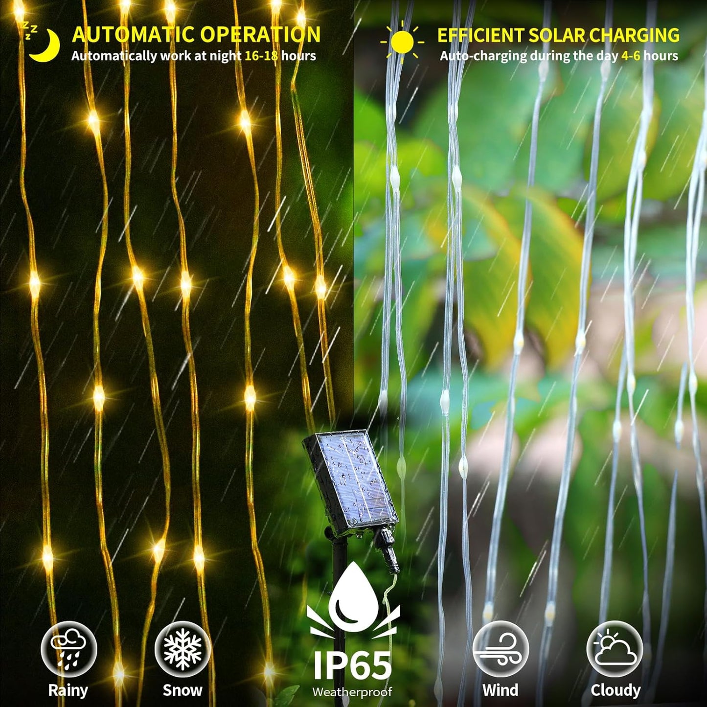 Solar Curtain Lights Outdoor Waterproof 