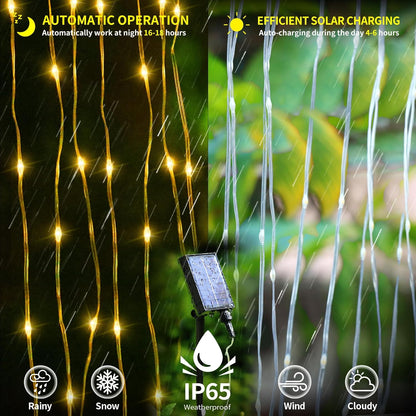Solar Curtain Lights Outdoor Waterproof 