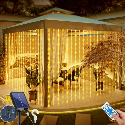 Solar Curtain Lights Outdoor Waterproof 