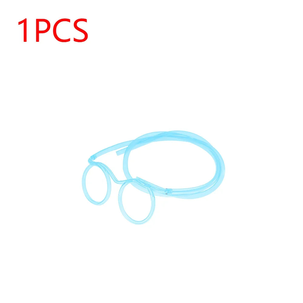Fun Loop Drinking Straw Eye Glasses Reusable Flexible Soft Drink Eyeglasses Plastic Crazy Funky Drinking Tube for Kids Party