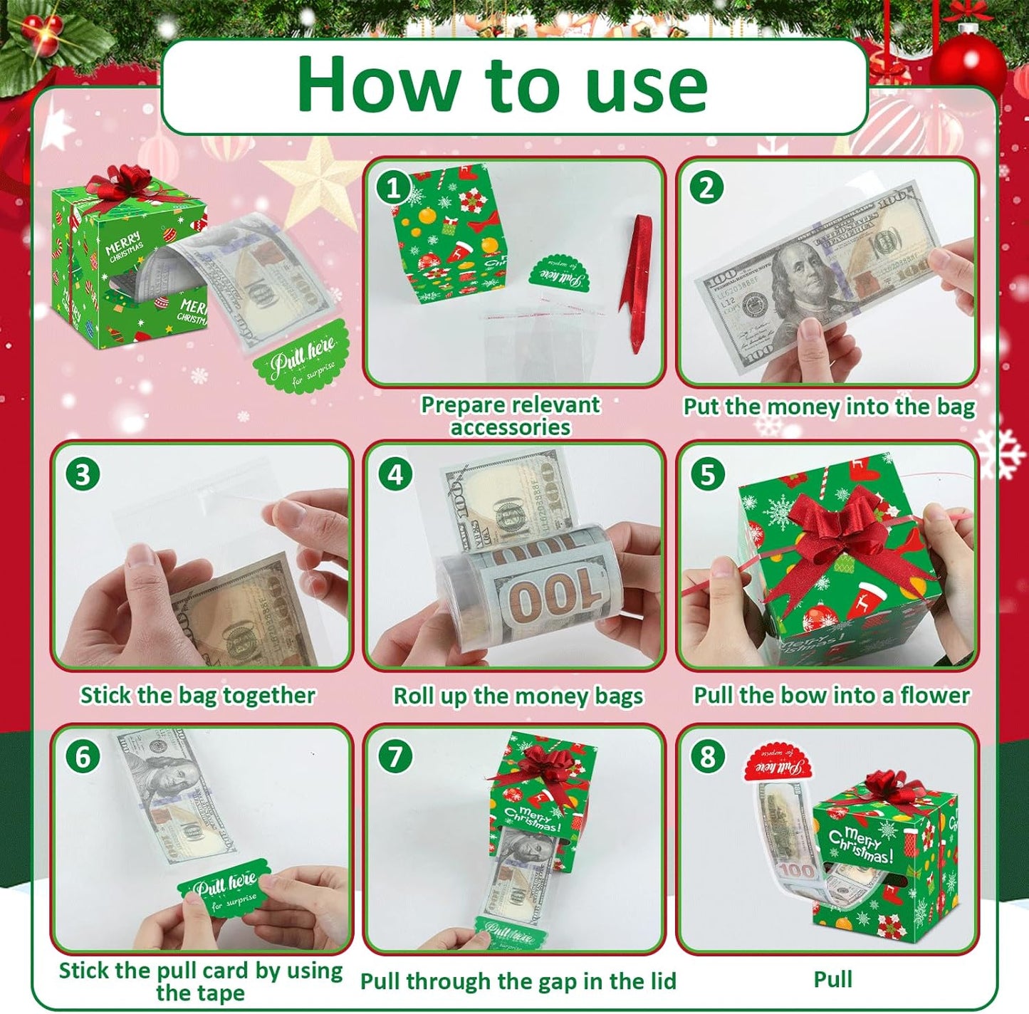 12 Pcs Christmas Money Gift Box 