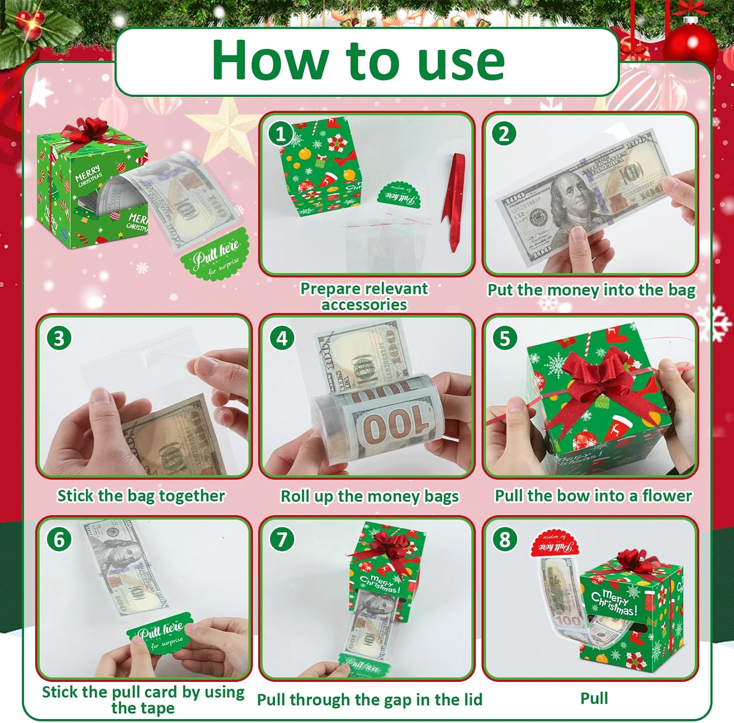 12 Pcs Christmas Money Gift Box 