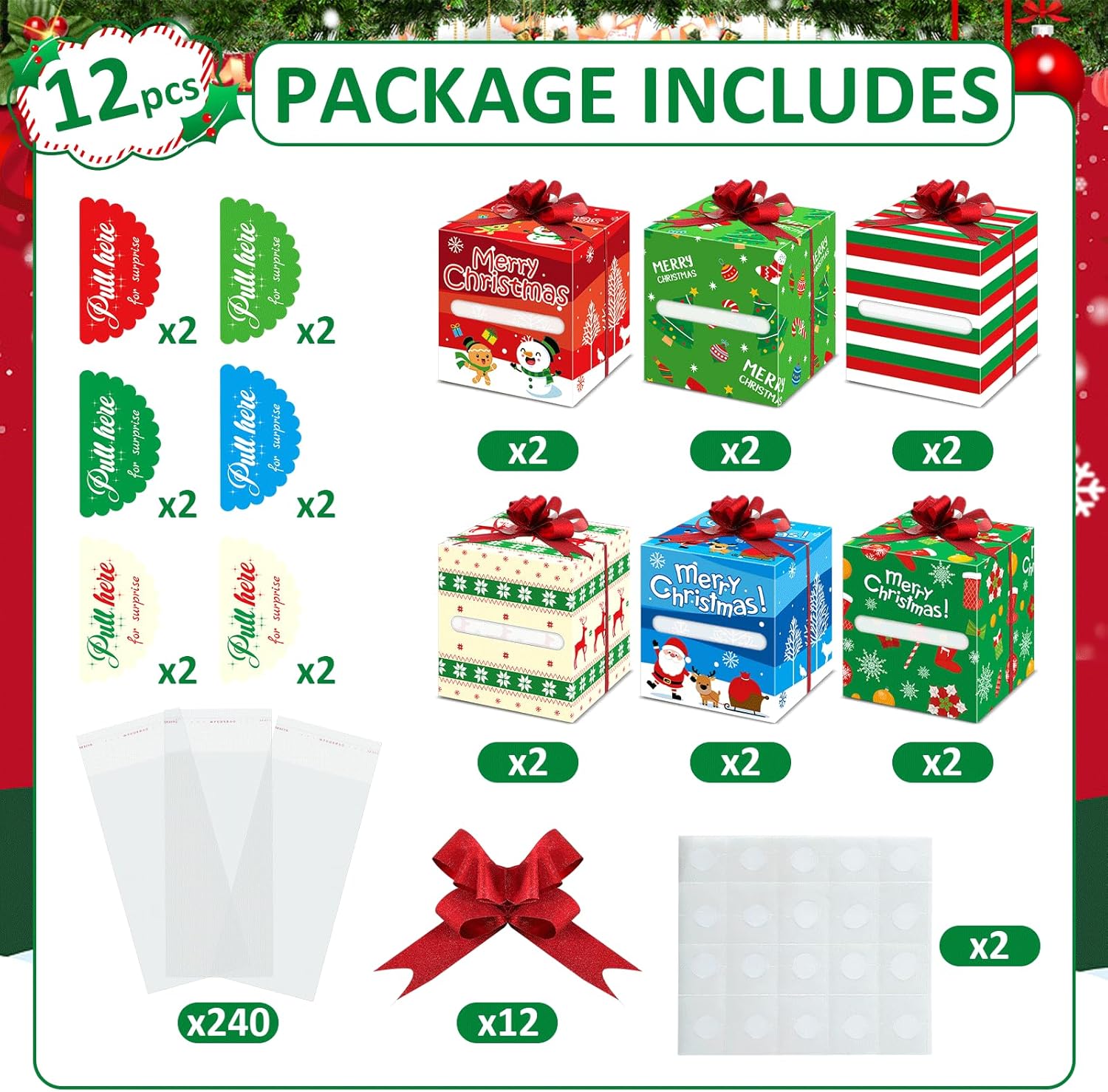 12 Pcs Christmas Money Gift Box 