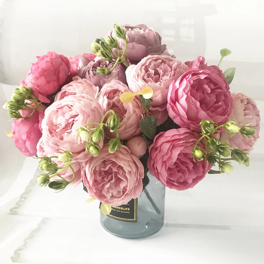 30Cm Rose Pink Silk Peony Artificial Flowers Bouquet 