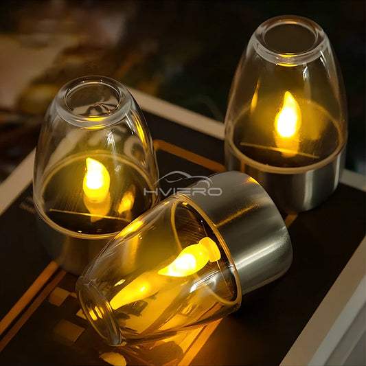 Solar Light LED Stainless Steel Candle Outdoor 