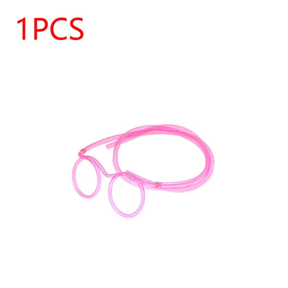 Fun Loop Drinking Straw Eye Glasses Reusable Flexible Soft Drink Eyeglasses Plastic Crazy Funky Drinking Tube for Kids Party