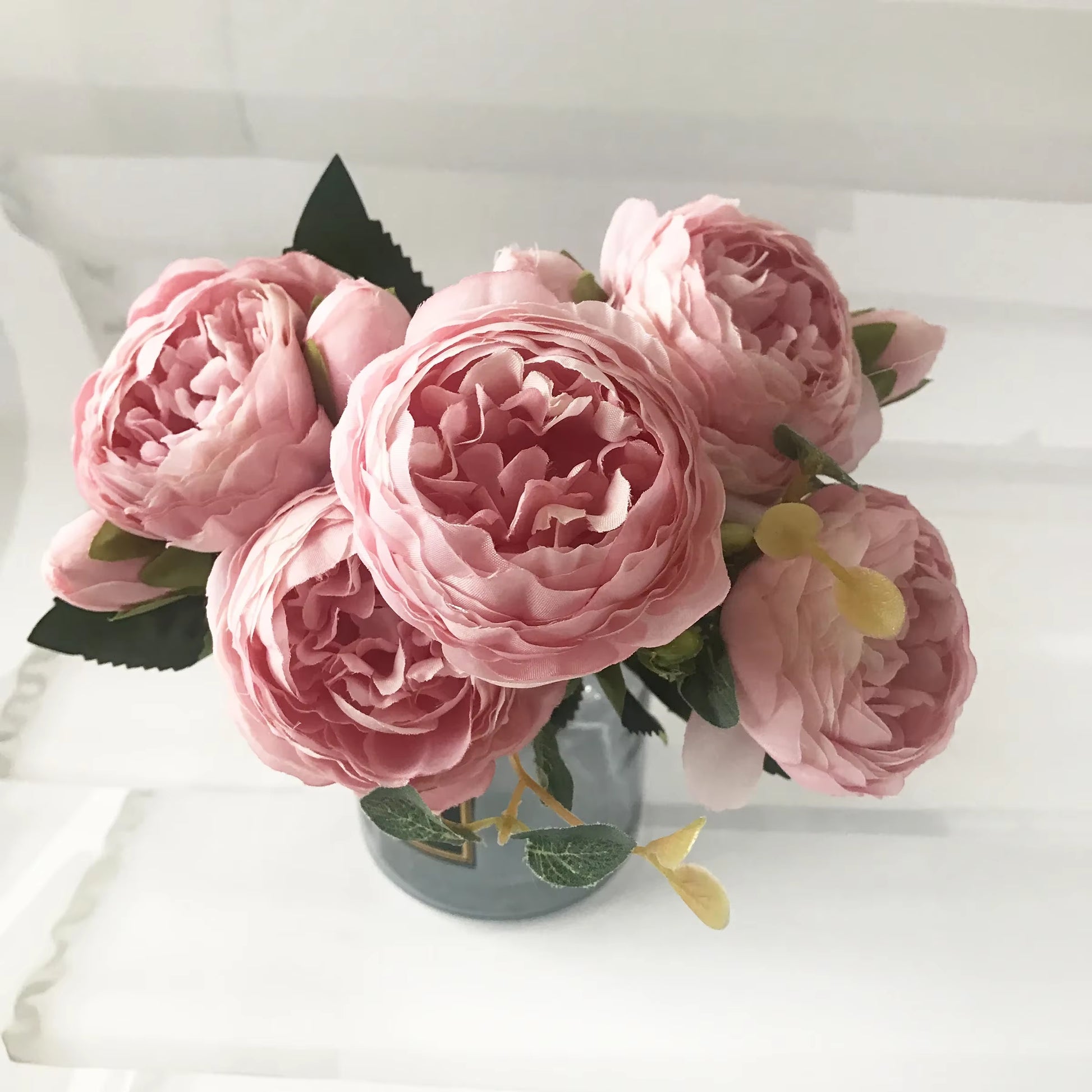 30Cm Rose Pink Silk Peony Artificial Flowers Bouquet 