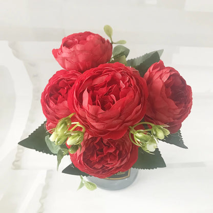 30Cm Rose Pink Silk Peony Artificial Flowers Bouquet 