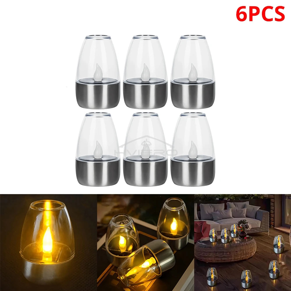 Solar Light LED Stainless Steel Candle Outdoor 