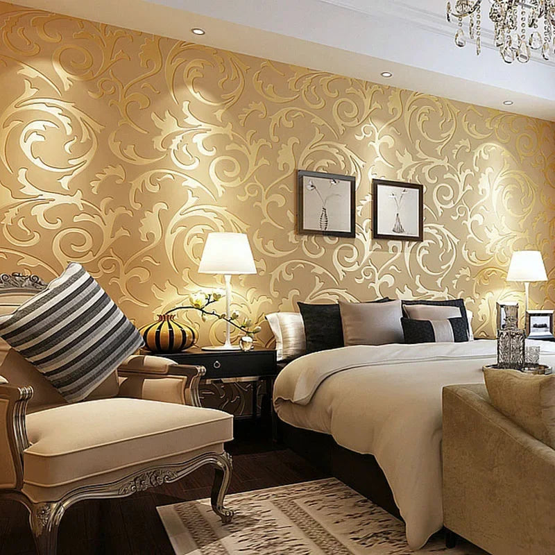 3D Grey Victorian Damask Embossed Luxury Wall Paper