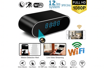 HD 1080P Alarm Clock Wireless Mini Camera Remote Control