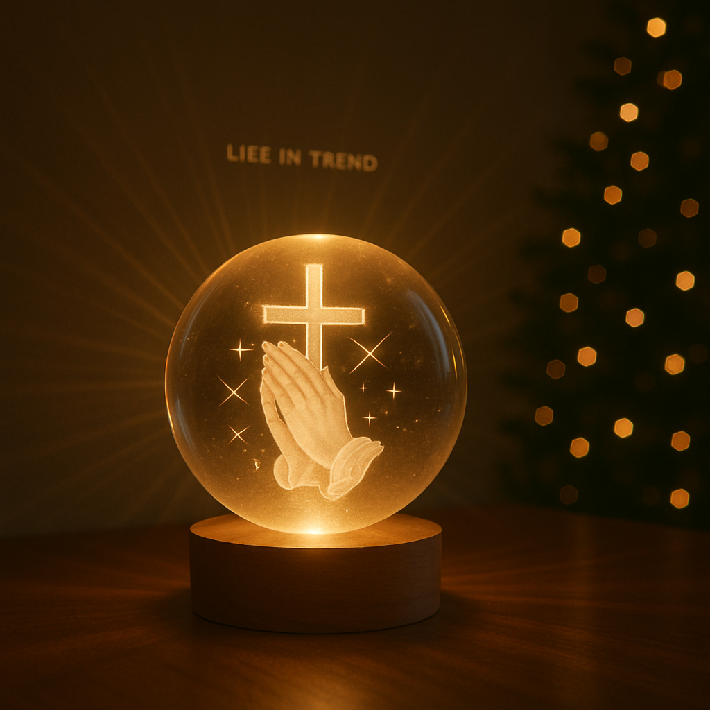 3D Crystal Cross Jesus Christmas Figurine Statue