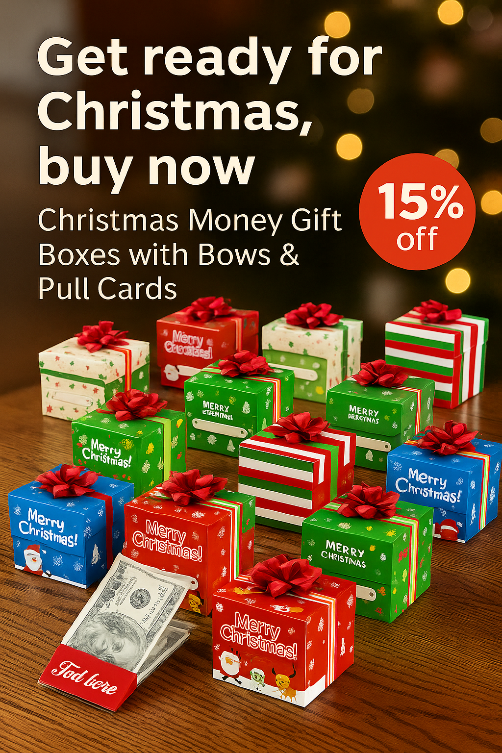 12 Pcs Christmas Money Gift Box