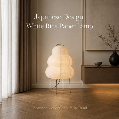 Japanese Design White Rice Paper Decorative Desk Floor Lamp