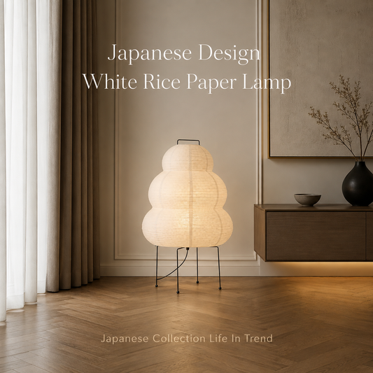 Japanese Design White Rice Paper Decorative Desk Floor Lamp