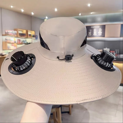 Solar-Powered Cooling Fan UV Protection Sun Hat Camping Summer Travel 