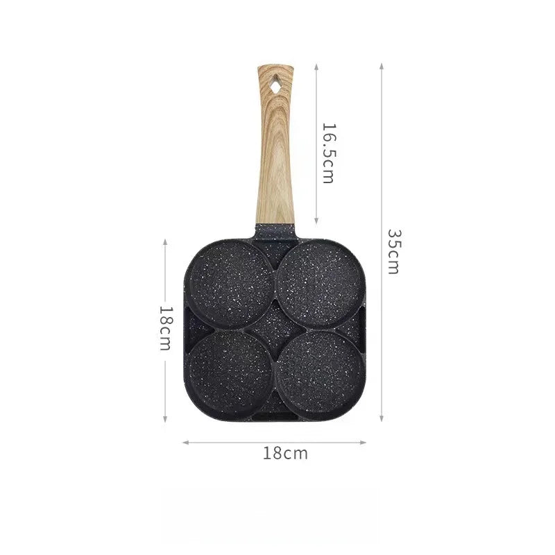 Egg-Pancake Frying Pan Nonstick 4-Cups Breakfast Maker Kitchen Accessories