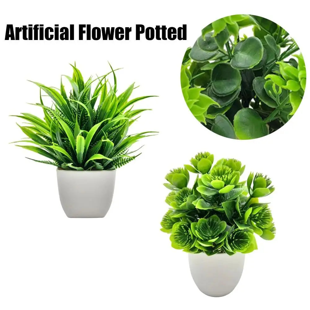 New Mini New Fake Potted Flowers Bonsai Table Decor Artificial Flower False Plants Potted Ornaments Home Garden Decor