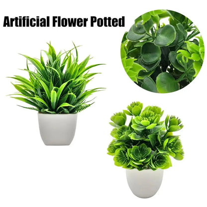 New Mini New Fake Potted Flowers Bonsai Table Decor Artificial Flower False Plants Potted Ornaments Home Garden Decor