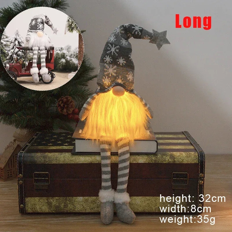 Christmas Faceless Doll Gnome Ornaments LED Light 